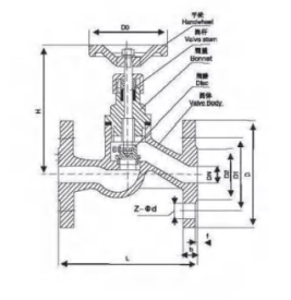 J41H globe valve drawing