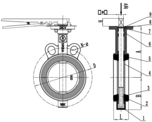 D71 butterfly valve drawing